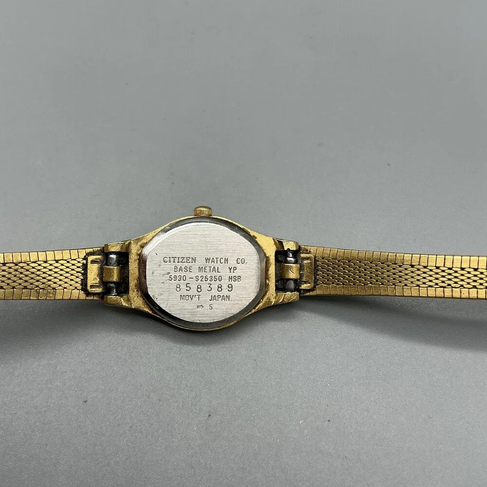 Vintage Citizen Quartz Womens Watch 17mm Gold Tone 5930-S25350 New Battery 7